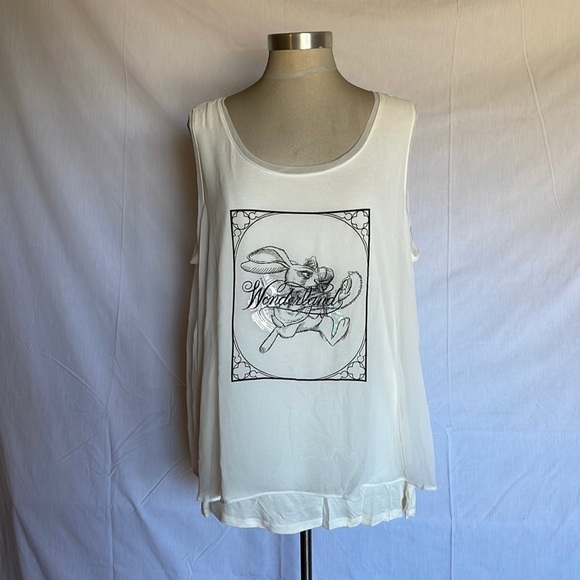 Disney Tops - DISNEYs ALICE THROUGH THE LOOKING GLASS  WHITE RABBIT TANK TOP